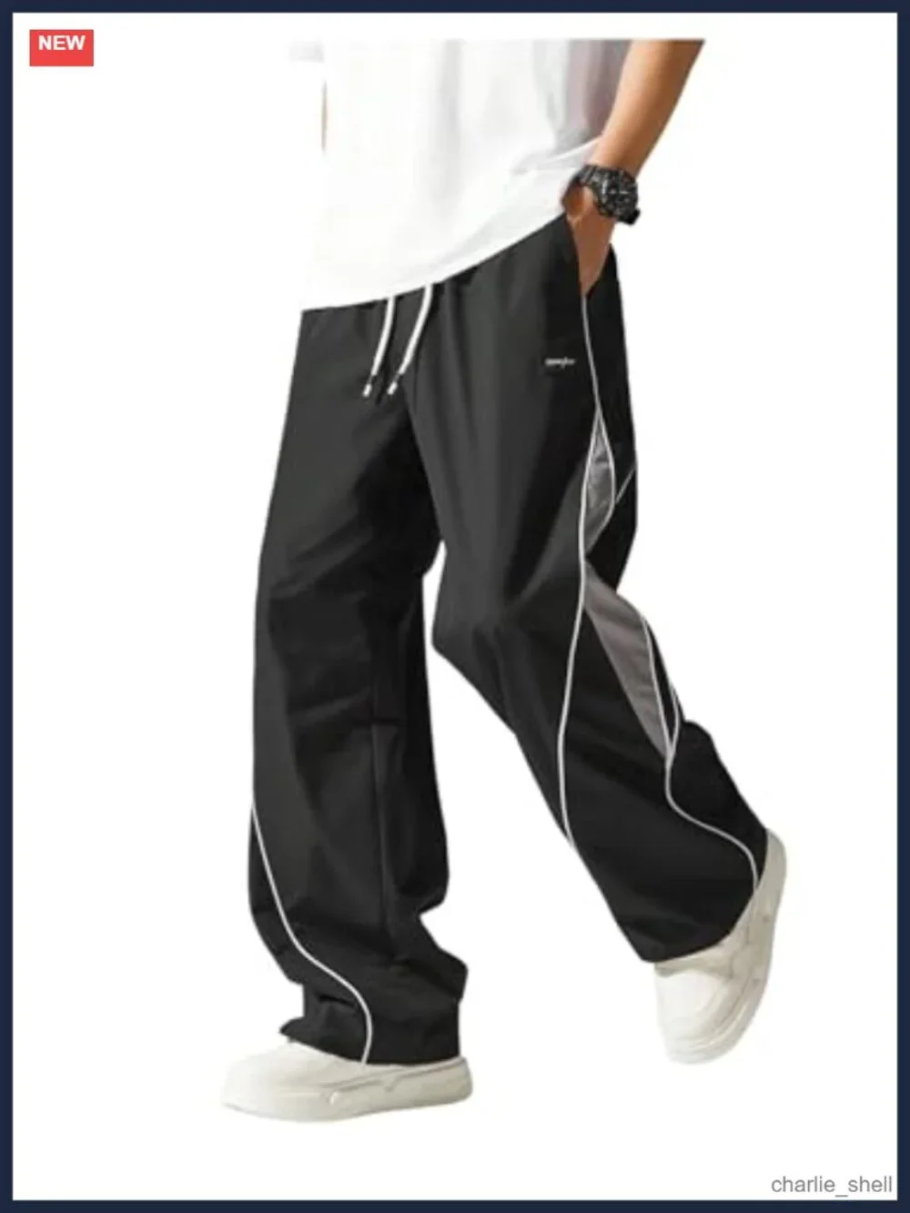 Men's Y2K Baggy Sweatpants Parachute Drawstring Wide Leg Cargo Track Pants